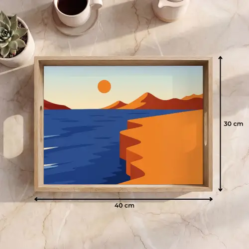 Landschap - Bergen - Zon - Zee Dienblad Rechthoek middel -USP_Formaat