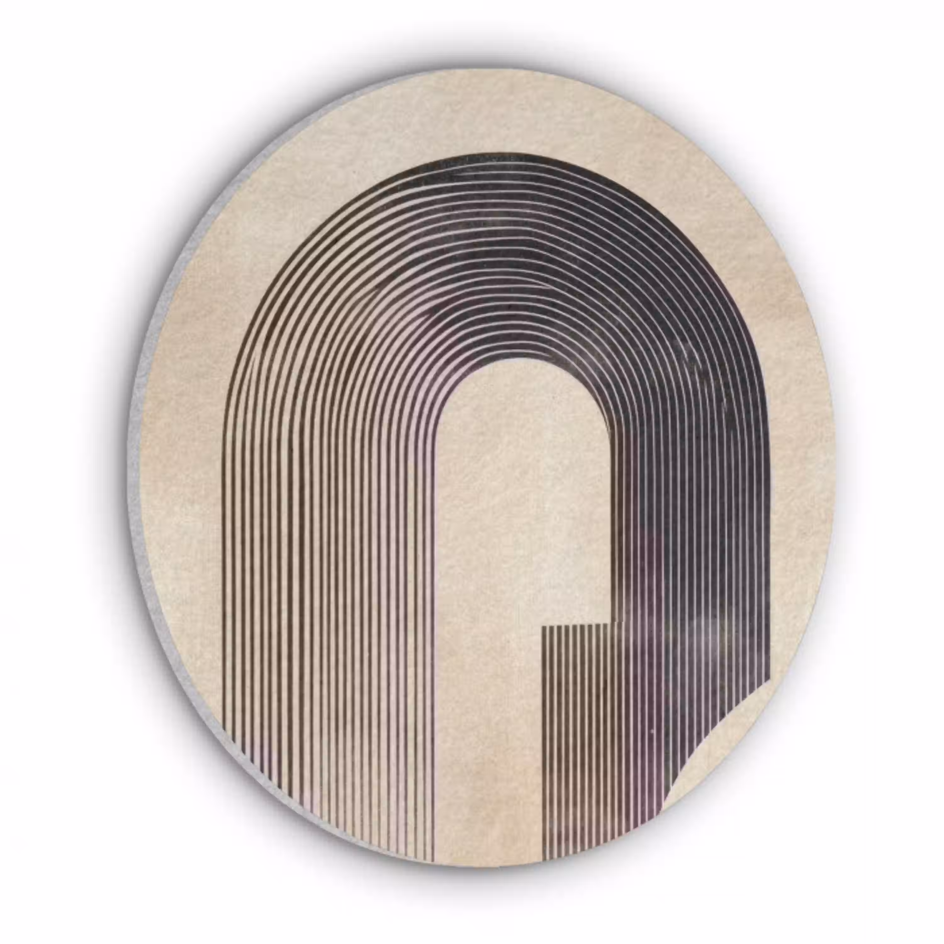 Boog -  Strepen - Minimalistisch - Zwart Akoestische PET Vilt - Rond klein -3d