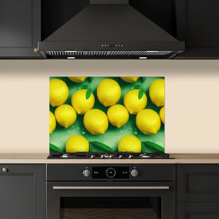 Citroenen - Geel - Groen - Druppels keuken achterwand spatscherm klein 900 -sfeer1