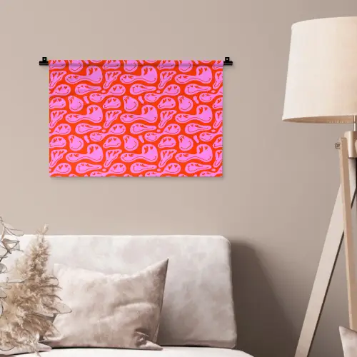 Valentijn - Smiley - Rood - Roze Wandkleed katoen klein 269 -sfeer4