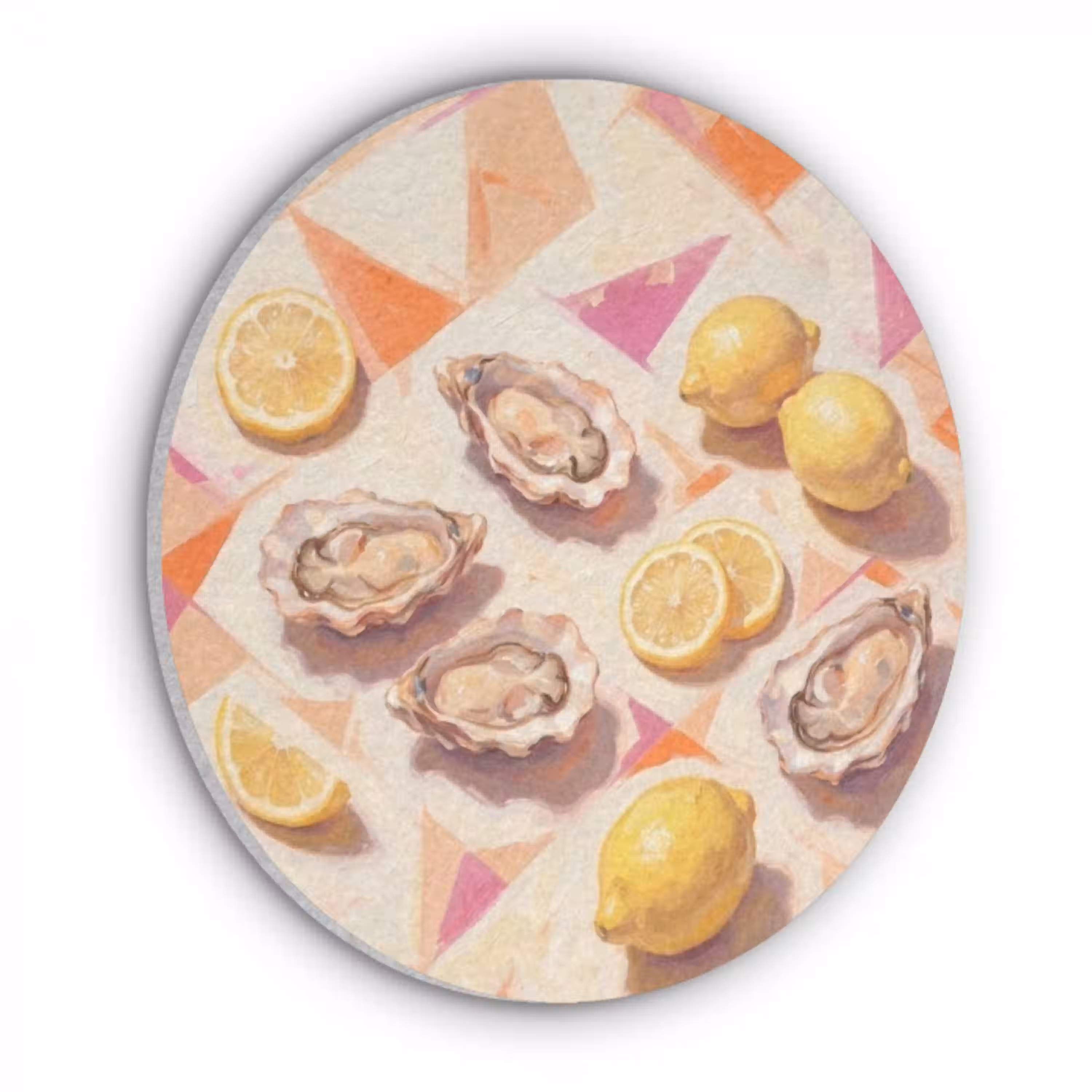 Stilleven - Citroenen - Oesters - Abstract - Oranje Akoestische PET Vilt - Rond klein -3d