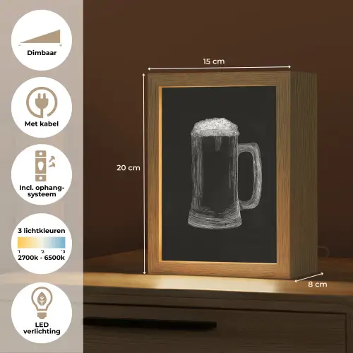 Bierpul - Schuim - Krijttekening Light Box met kabel (Tafellamp) klein -USP_NL