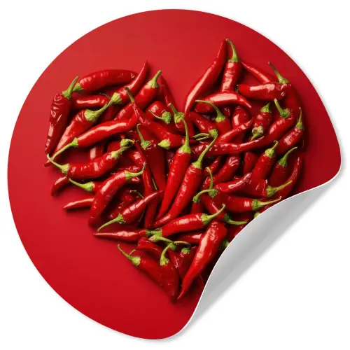 Pepers - Rood - Hart Wandcirkel behangsticker klein -3d