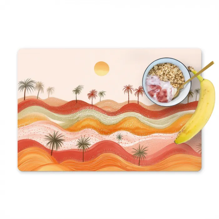 Abstract landschap - Palmbomen - Kleurrijk Placemat vinyl groot -zzzproduct_Kitchenyeah-website