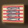 Sardines - Rood en beige strepen Light Box met batterij (Wandlamp) middel -z3d_website