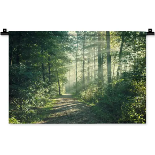 Bos - Pad - Zon - Bomen - Groen - Natuur Wandkleed katoen klein -zz3d