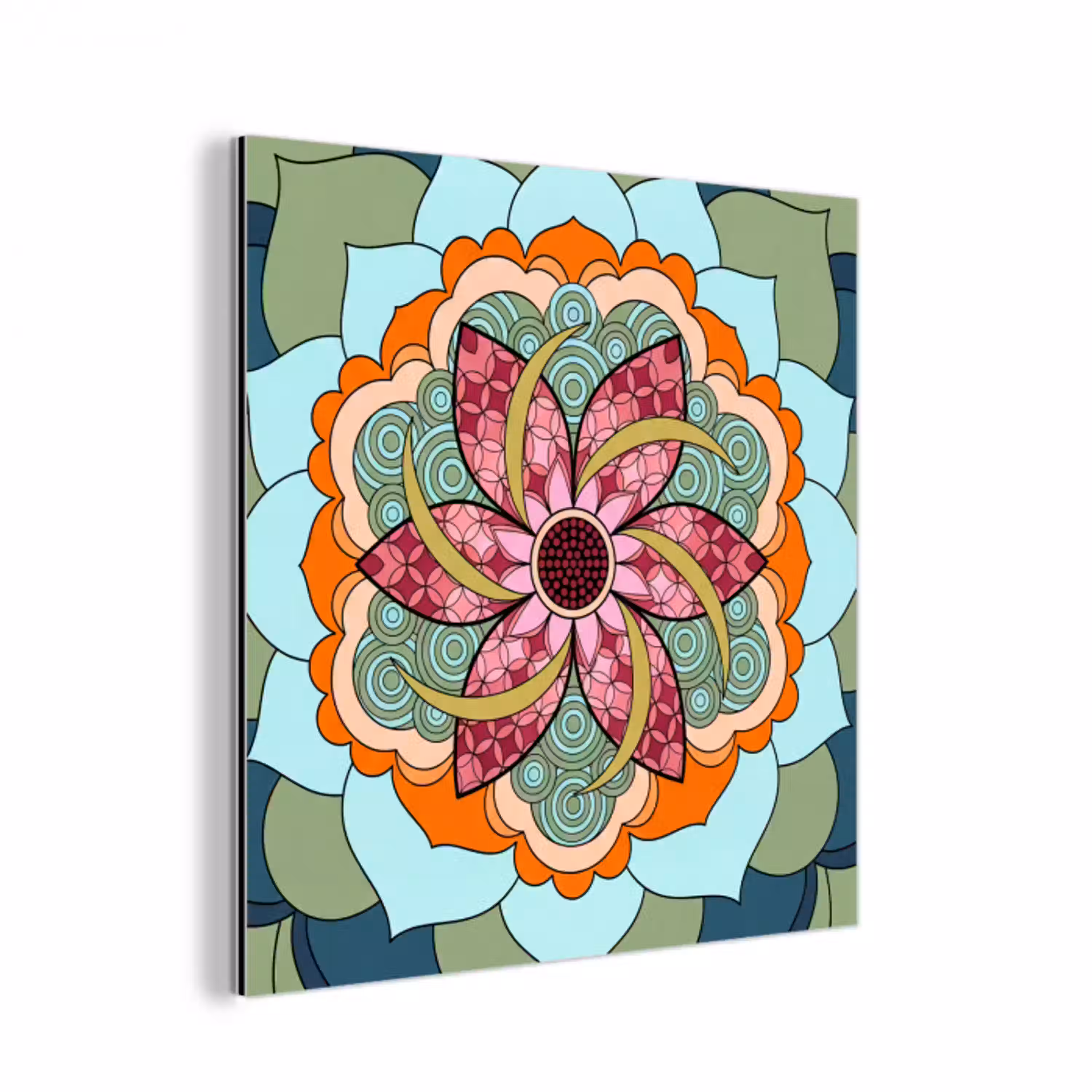 Mandala - Geometrisch - Kunst - Decoratief - Kleurrijk aluminium wit klein -3d