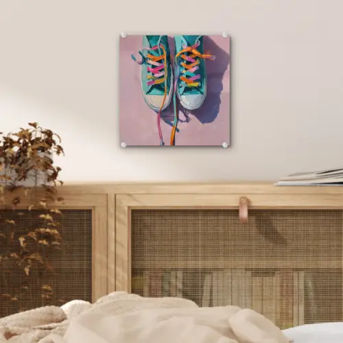Sneakers - Veters - Kleurrijk - Schaduw plexiglas 5mm klein -sfeer4
