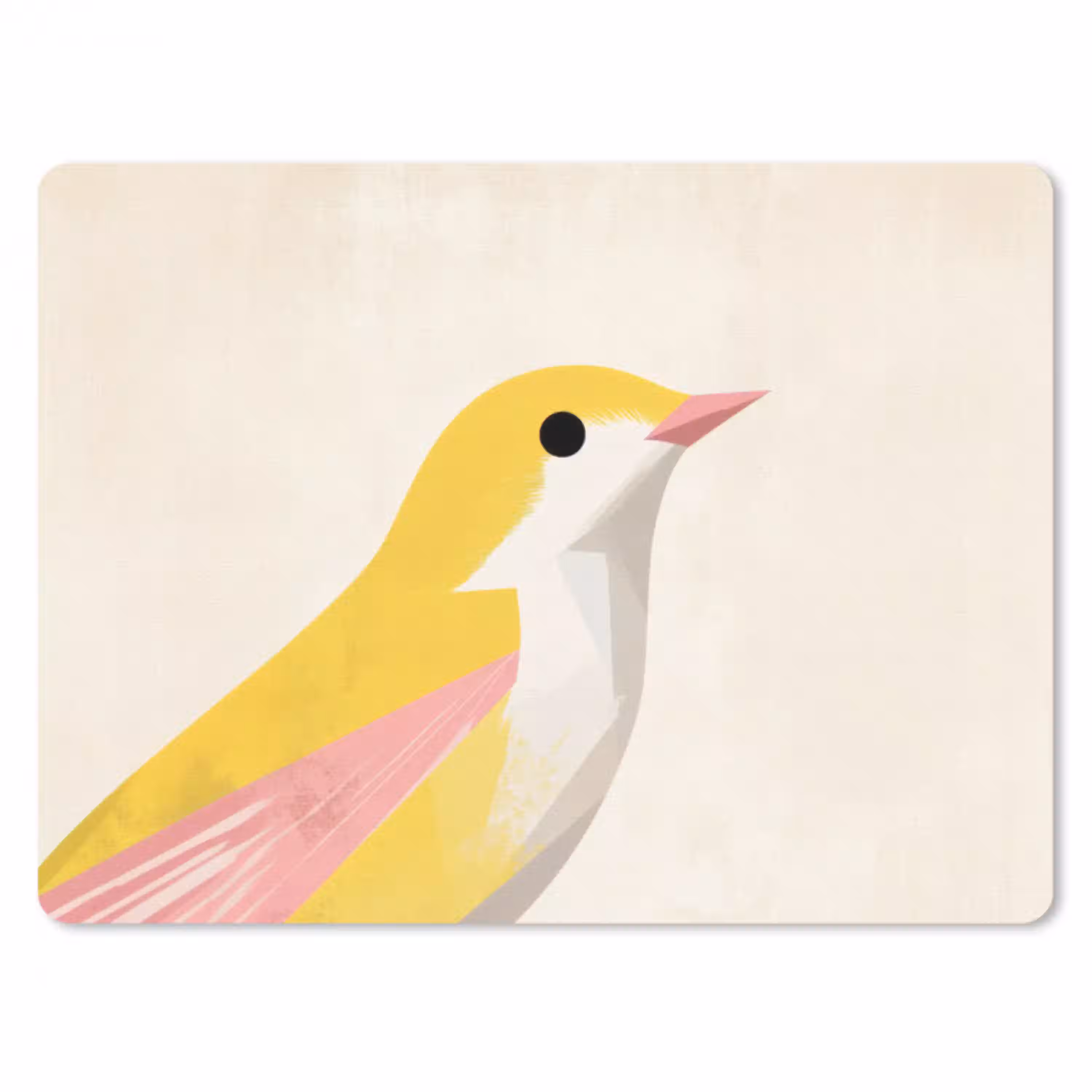 Vogel - Minimalistisch - Geel muismat rubber klein -3d