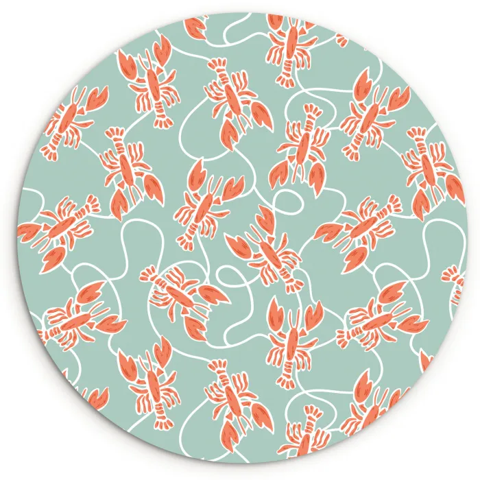 Zee - Kreeft - Groen - Oranje Wandcirkel plexiglas klein 852 -3d