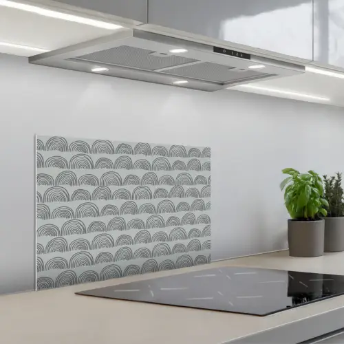 Grijs - Bogen - Patroon keuken achterwand spatscherm klein 900 -3d_schuin