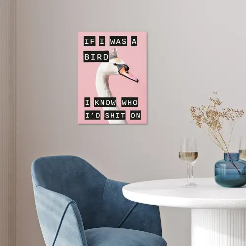 Zwaan - Vogel - Decoratie - Roze poster papier klein -sfeer3