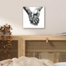Handen - Zwart wit - Modern - Kunst aluminium wit klein -sfeer3