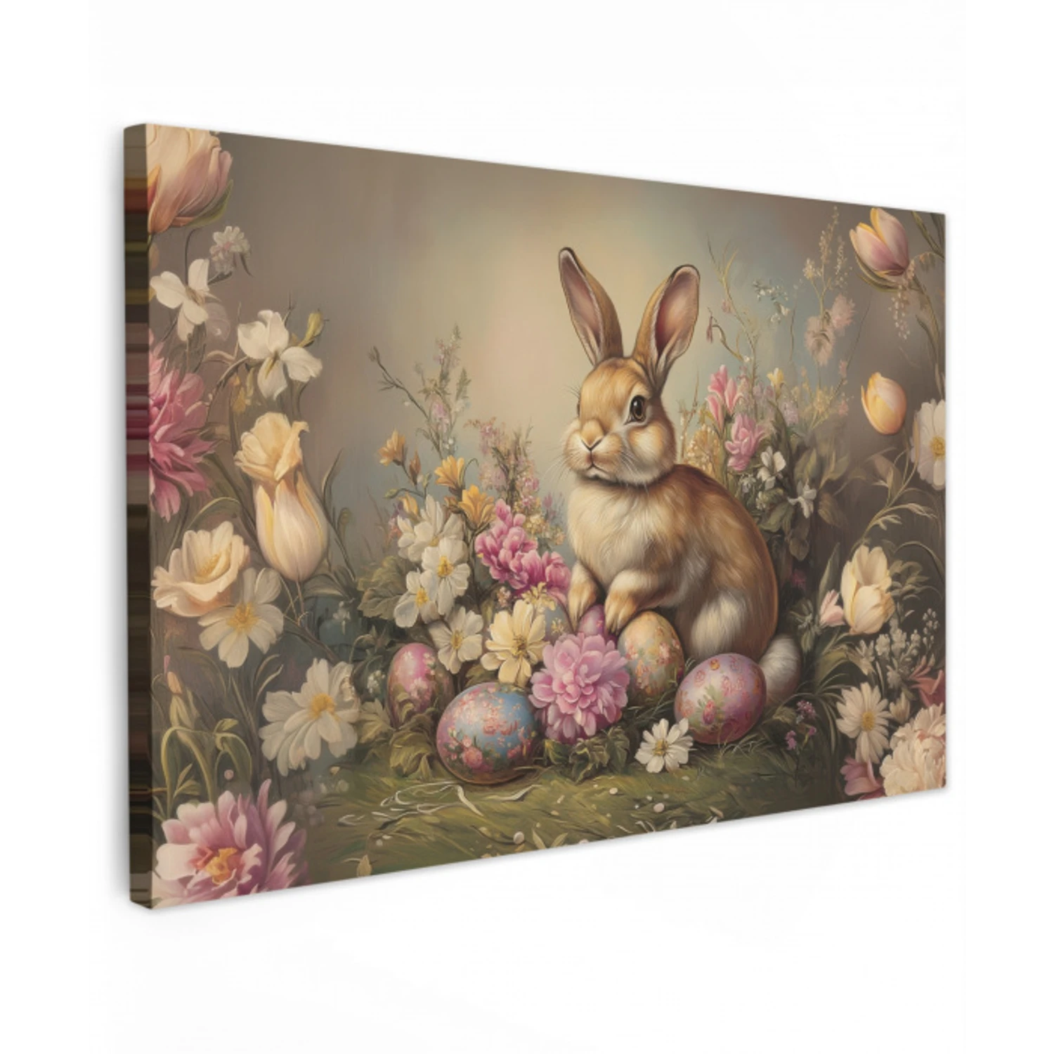 Haas - Stilleven - Bloemen Tuinposter op houten frame 2 cm dik klein -3d