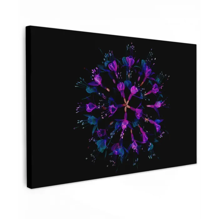Bloem - Paars - Blauw - Macro - Zwart Tuinposter op houten frame 2 cm dik klein -3d