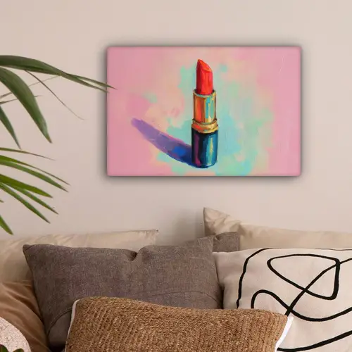 Lippenstift - Rood - Penseelstreken canvas 2cm klein -sfeer1