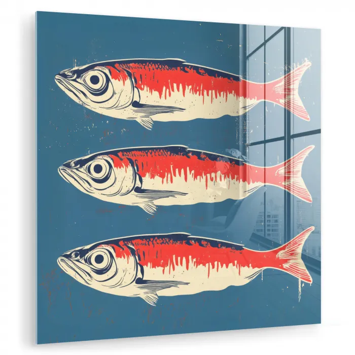 Vissen - Rood - Blauw plexiglas 5mm klein -zzzproduct_nieuw