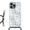 Mozaïek - Marmer - Wit - Onregelmatig Hoesje iPhone 16 Pro Max met koord klein 804 -3d