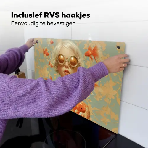 Goudvissen - Oranje - Vrouw - Blond Inductie beschemer met haakjes klein -ky-ophangen-nl