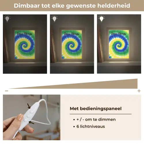 Tie Dye - Groen - Klassiek Light Box met kabel (Kinderlampje) klein -USP_dimbaarNL