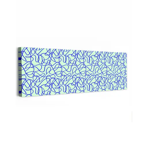 Mint - Blauw - Lijnen - Abstract canvas 2cm klein 828 -z3d