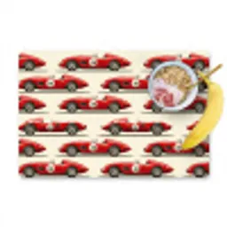 Raceauto - Retro - Rood Placemat vinyl groot 368 -zzzproduct_Kitchenyeah-website