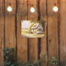 Huisje - Hout - Bloemen tuinposter los doek klein -sfeer1