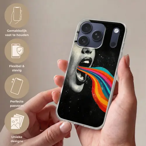 Mond - Golven - Regenboog Telefoonhoesje iPhone 17 Pro klein -sfeer3_NL