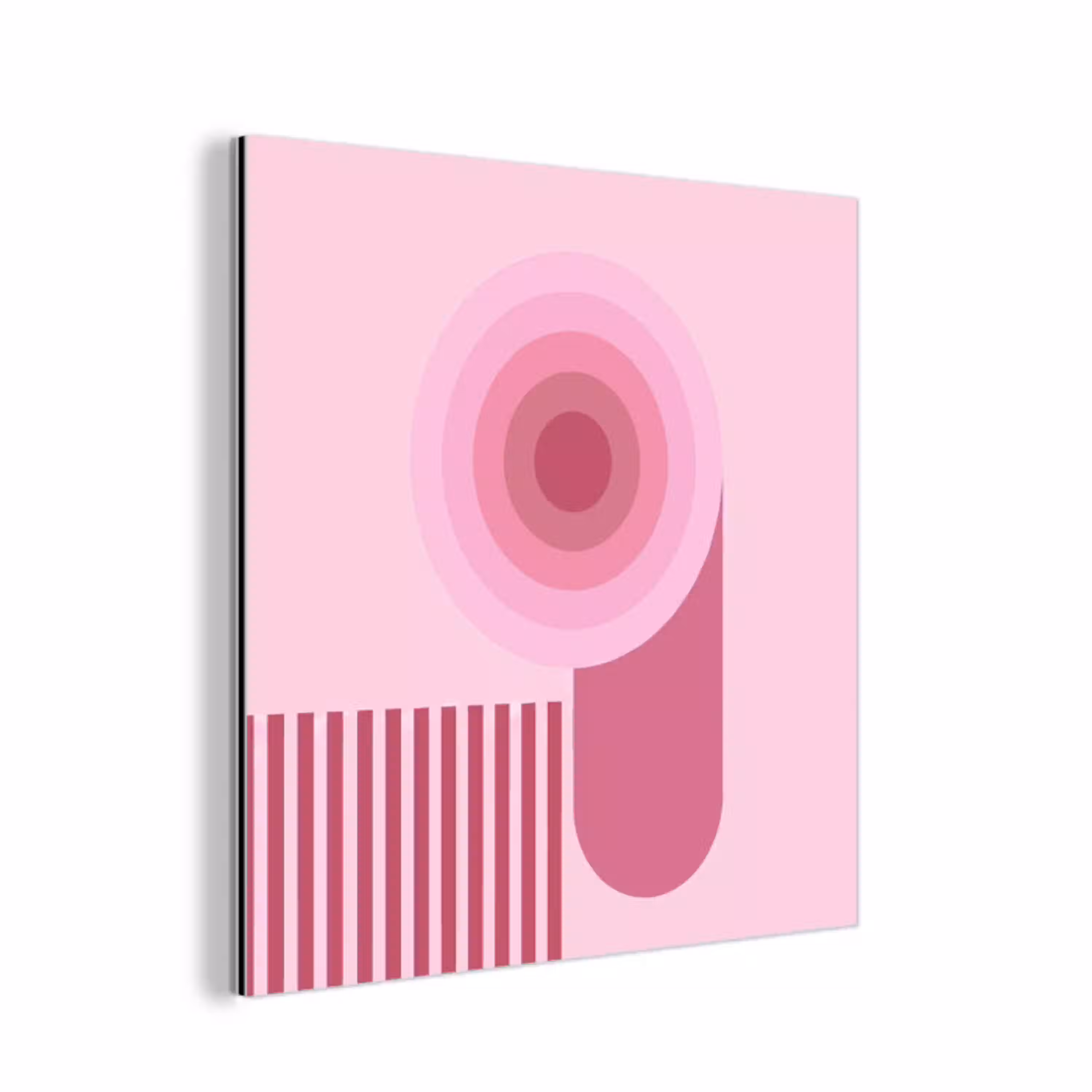 Abstract - Cirkels - Strepen - Modern - Roze aluminium wit klein -3d