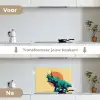 Triceratops - Cirkel - Oranje - Hoorns keuken achterwand spatscherm klein -voor_na_NL