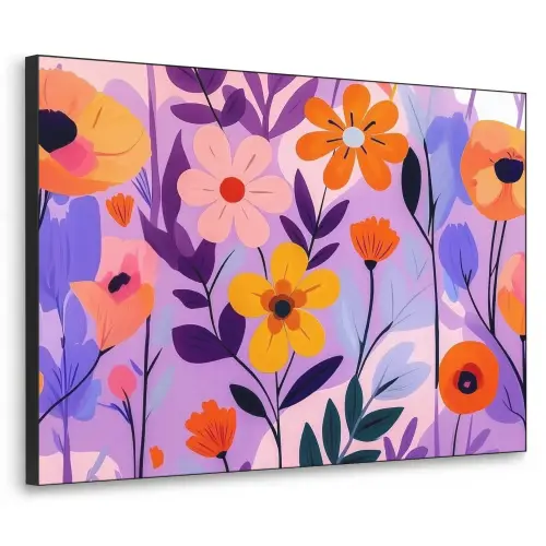 Bloemen - Kleurrijk - Bladeren Textielframe zwart klein -3d