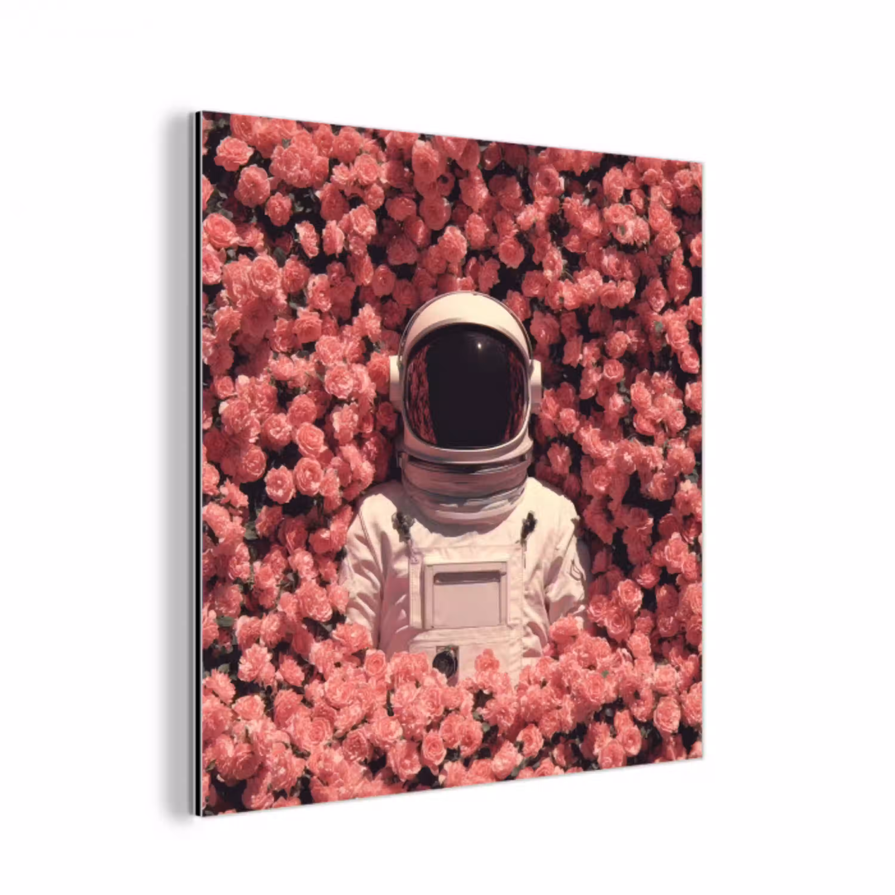 Bloemen - Roze - Astronaut aluminium wit klein -3d