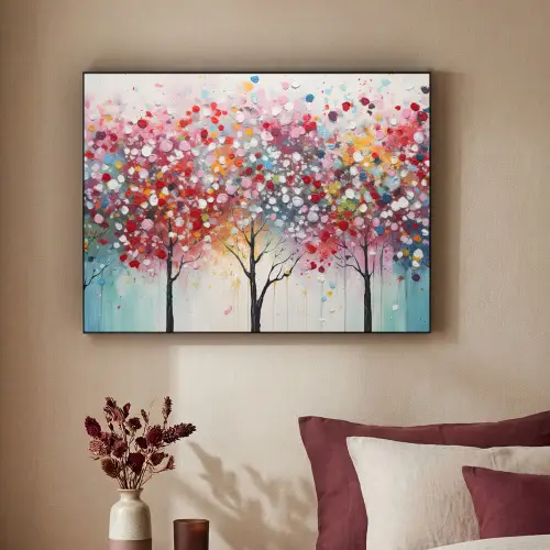 Kunst - Bomen - Natuur - Acryl Textielframe zwart klein -sfeer1