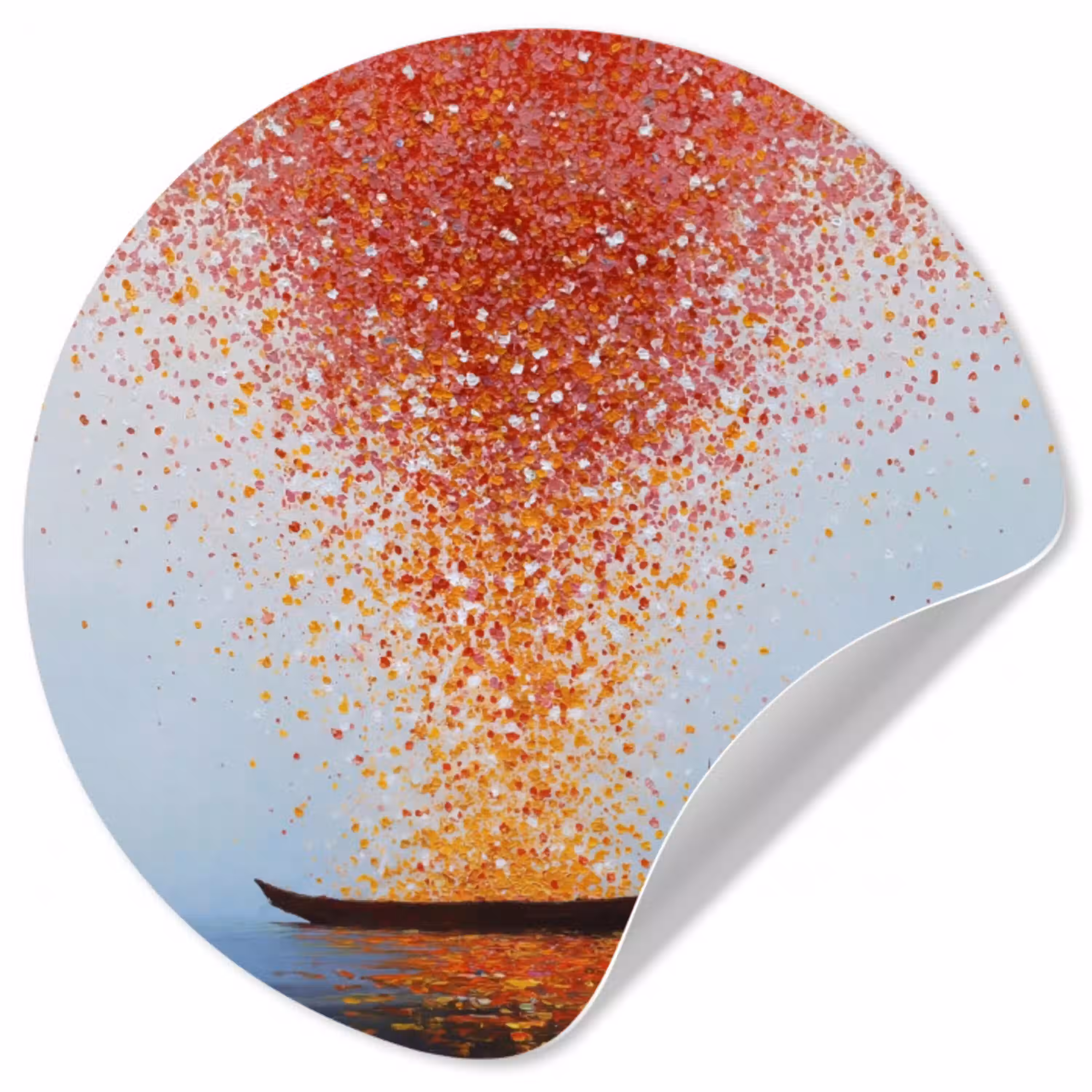 Wolk - Confetti - Boot - Wateroppervlakte Wandcirkel behangsticker klein -3d