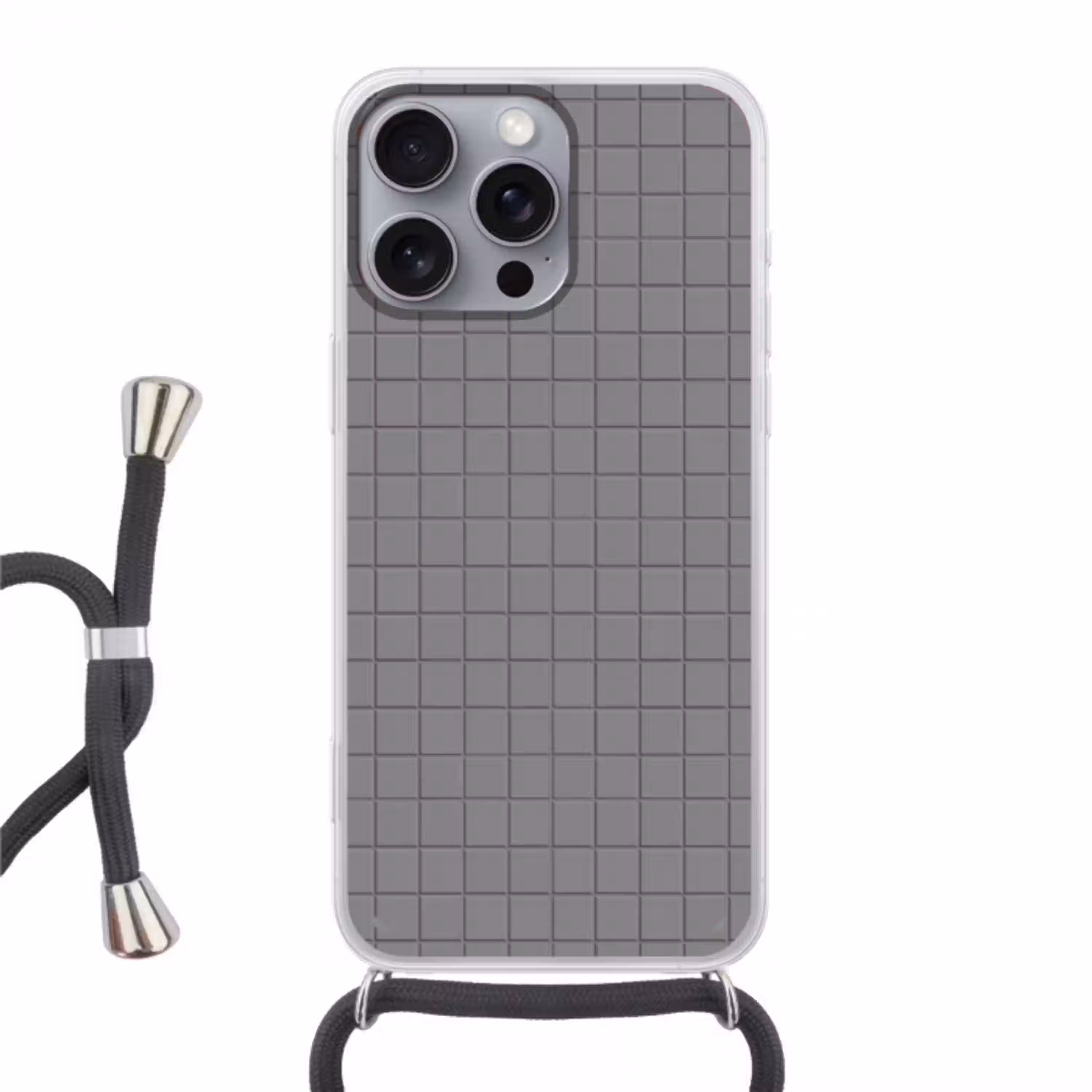 Modern - Patroon - Grijs Hoesje iPhone 16 Pro Max met koord klein 804 -3d