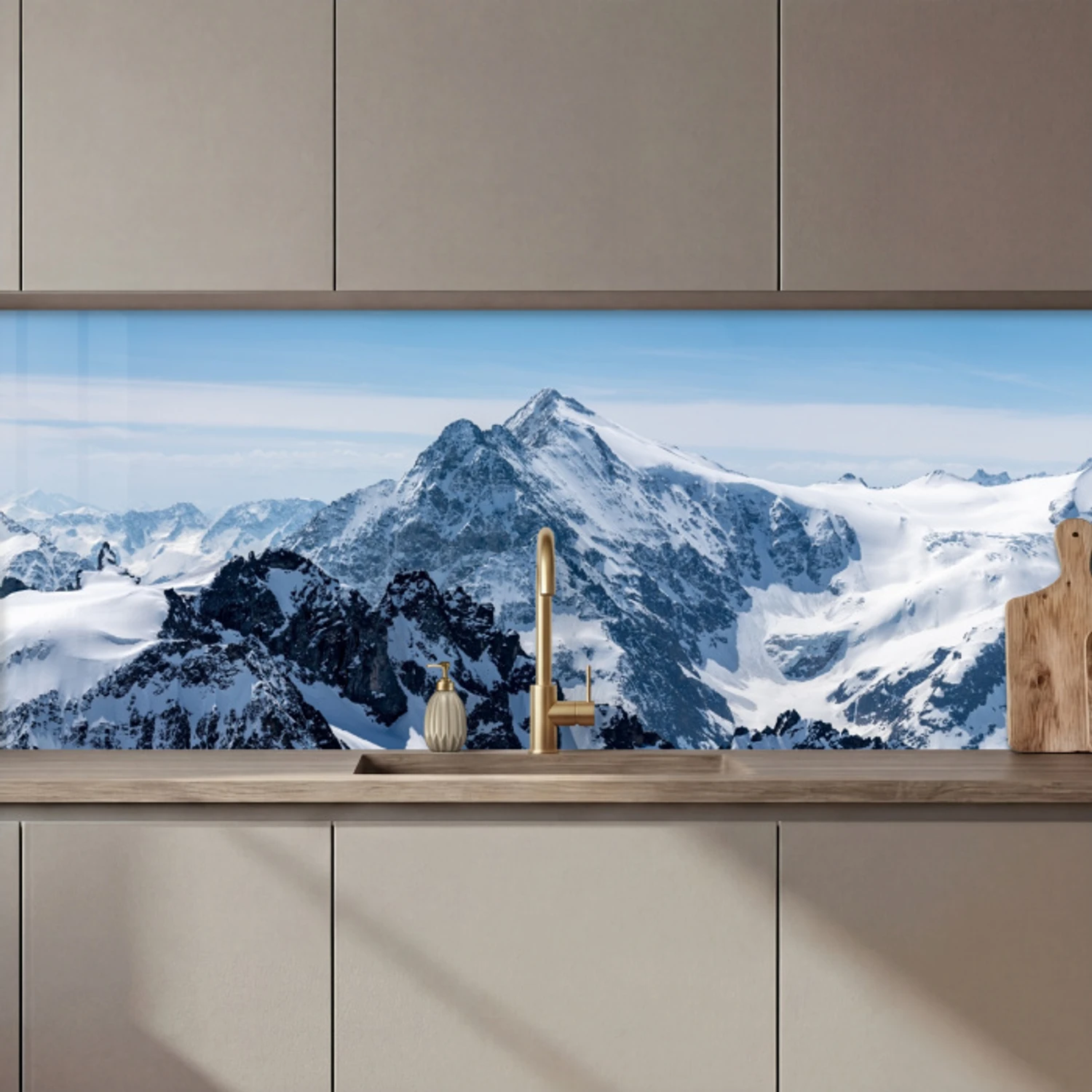 Landschap - Bergen - Sneeuw - Wit keuken achterwand 2 middel zz_3dshopping