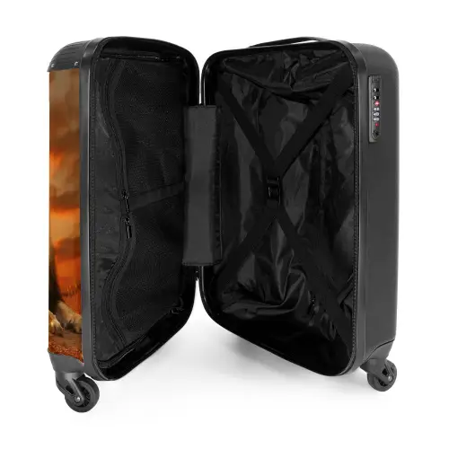 Twee bruine leeuwen NBS - Handbagage koffer - Kinderen Unisex middel -binnenkant