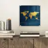 Wereldkaart - Goud - Donkerblauw plexiglas 5mm klein -sfeer1
