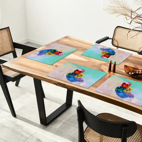 Dobbelstenen - Kleurrijk - Getallen - Stipjes Placemat vinyl groot -zzsfeer4_Kitchenyeah-website