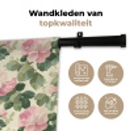 Rozen - Botanisch - Roze Wandkleed katoen klein 269 -sfeer2