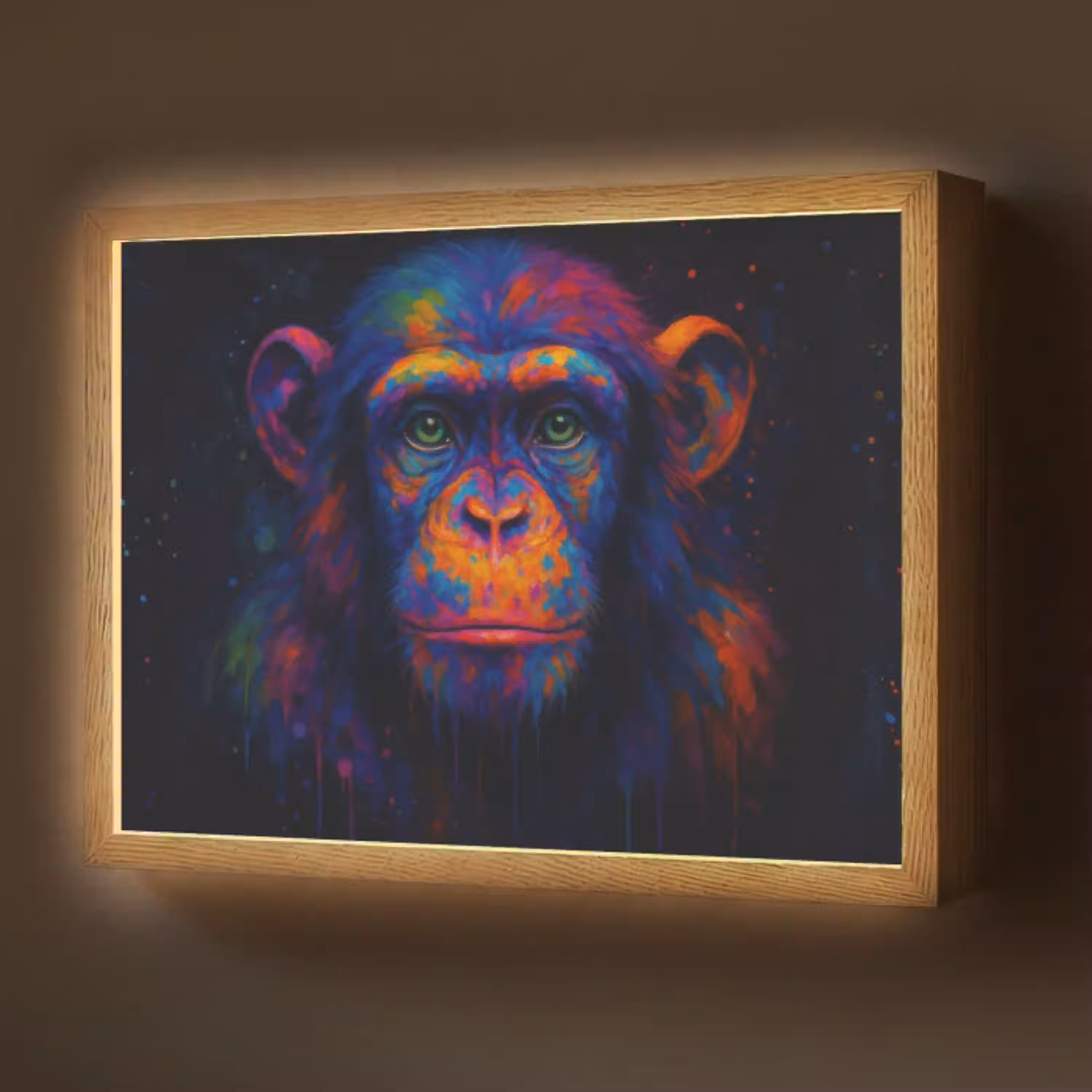 Kleurrijk - Aap - Abstract Light Box met batterij (Wandlamp) middel -z3d_website