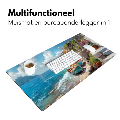 Boten - Rotsen - Zee - Zon Muismat XXL klein -sfeer4