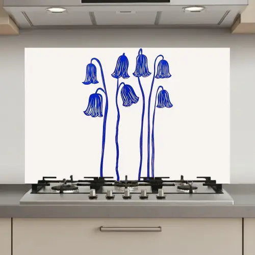Bloemen - Blauw - Lijnen - Bloemblaadjes keuken achterwand spatscherm klein -3d_website