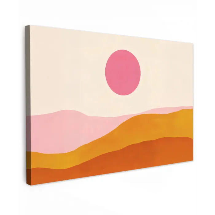 Zon - Heuvels - Abstract - Roze canvas 2cm klein -z3d
