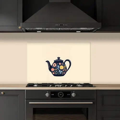 Theepot - Kleurrijk - Bloemen keuken achterwand spatscherm klein -sfeer1