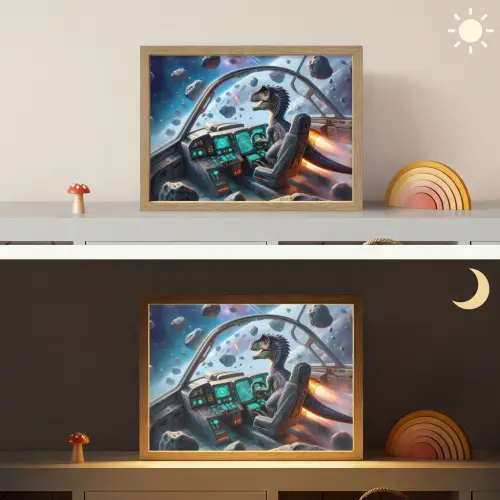 Dino - Ruimte - Jongens Light Box met batterij (Wandlamp kind) middel -sfeer3_kind