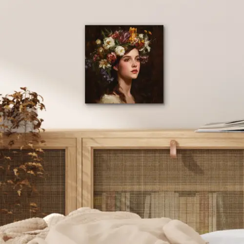 Portret - Vrouw - Bloemen aluminium wit klein -sfeer3