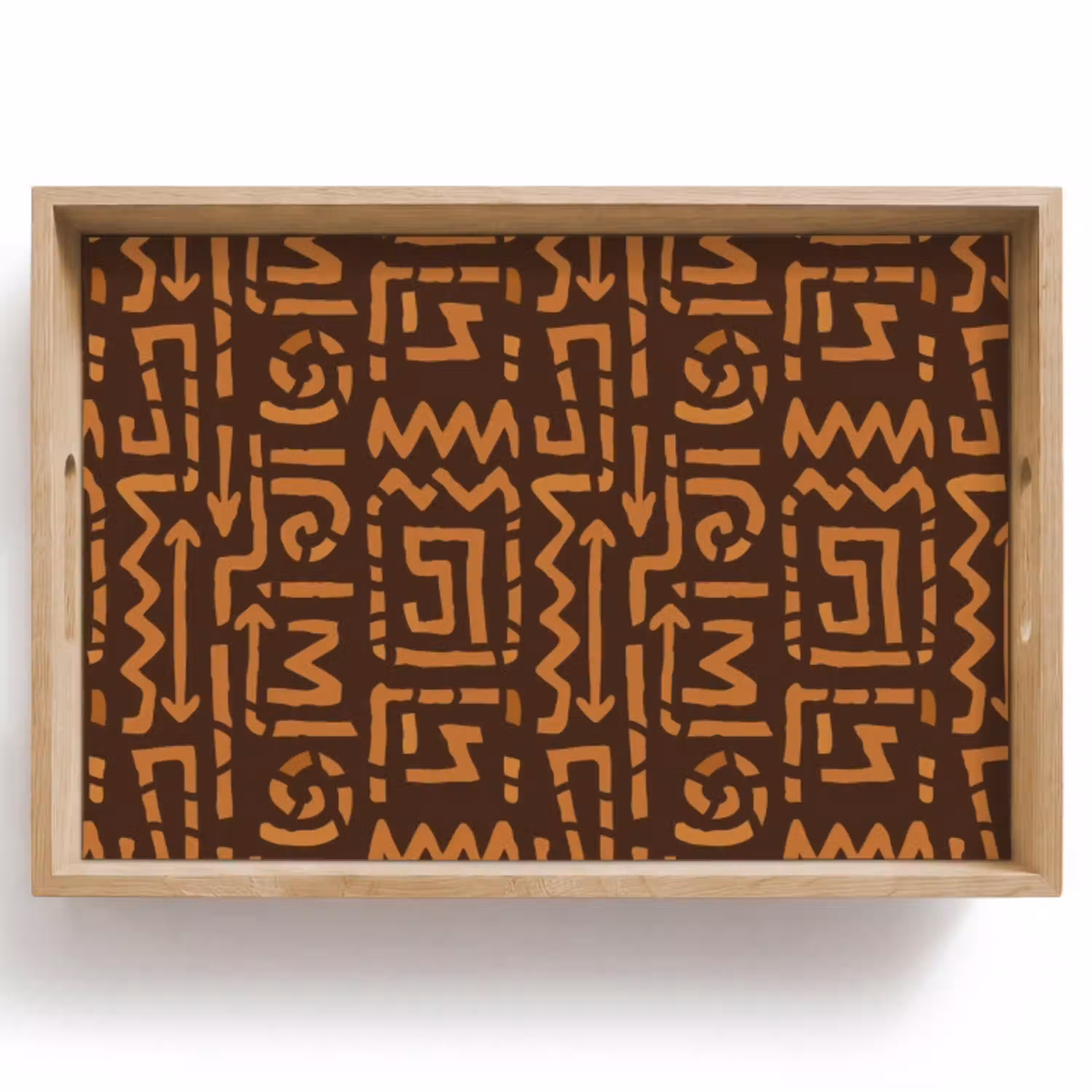 Chocoladebruin - Etnisch - Tribaal - Symbolen Dienblad Rechthoek middel 910 -z3d_shopping