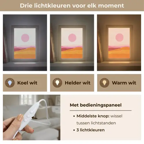 Heuvels - Oranje - Zon - Abstract Light Box met kabel (Tafellamp) klein -USP_lichtkleurNL