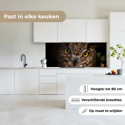 Uil - Dier - Oranje keuken achterwand 2 middel -sfeer4_NL